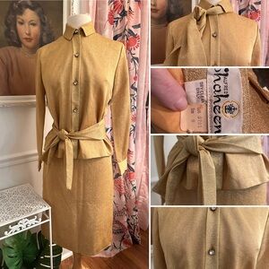 Vintage Gold Shaheen skirt suit 1960s made in Hawaii
